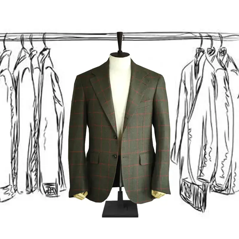 Rack of made-to-measure jackets in Biancco's house style
